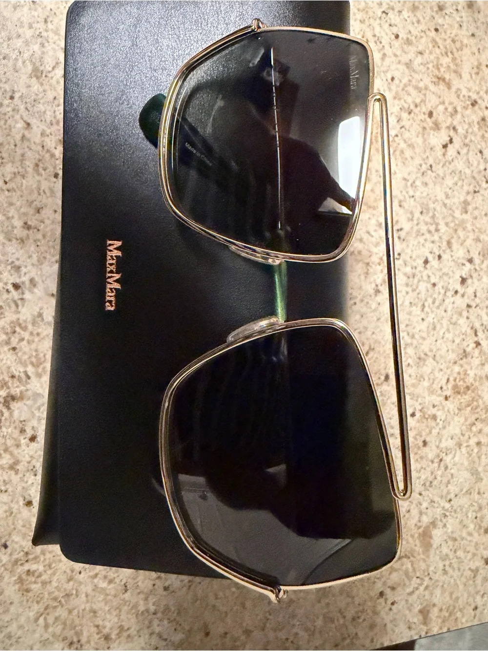 MaxMara Gold Frame Sunglasses with Black Lenses